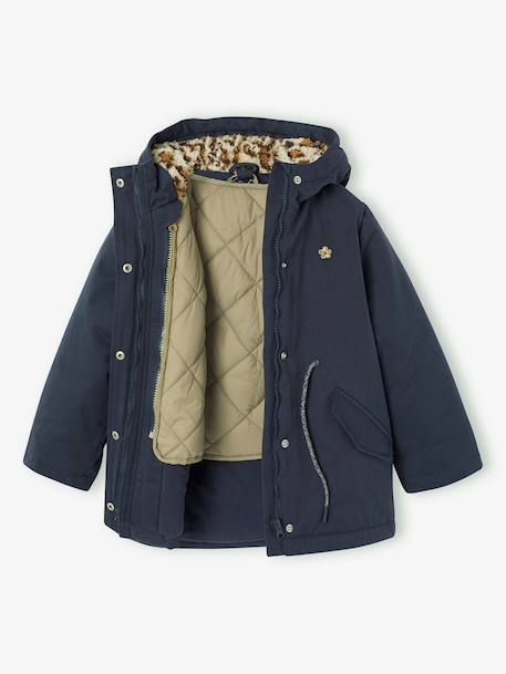 3-in-1 detachable parka for girls blush+navy blue 