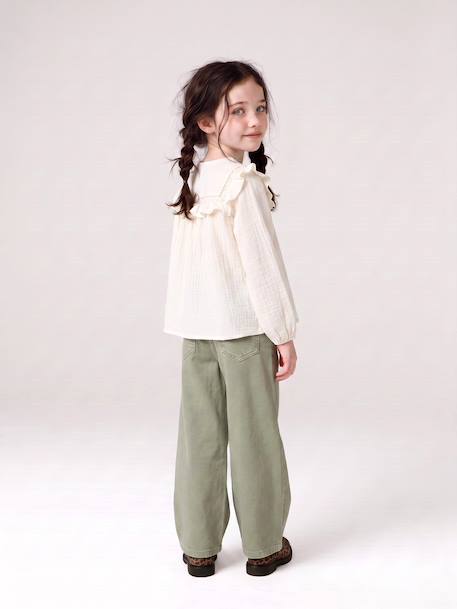 Wide Leg MorphologiK Trousers for Girls coral+grey green+khaki+old rose 