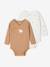 Pack of 2 long-sleeved newborn bodysuits cappuccino+pale pink+sage green 