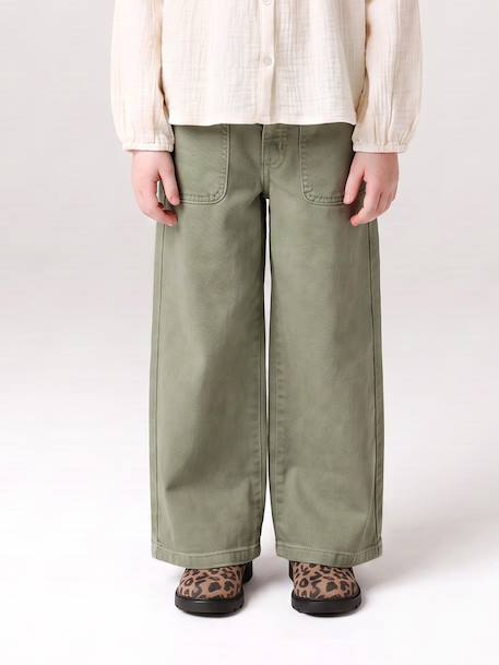 Wide Leg MorphologiK Trousers for Girls coral+grey green+khaki+old rose 