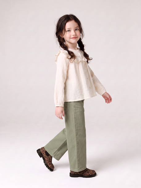 Wide Leg MorphologiK Trousers for Girls coral+grey green+khaki+old rose 