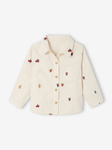 Corduroy shirt for baby boys vanilla 