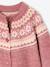 Fancy Jacquard Knit Cardigan in Shimmery Yarn for Girls ecru+mauve 