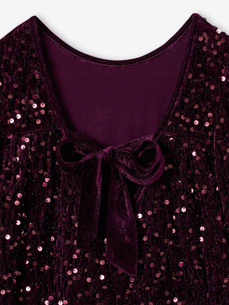 Long-sleeved sequin dress for girls plum 