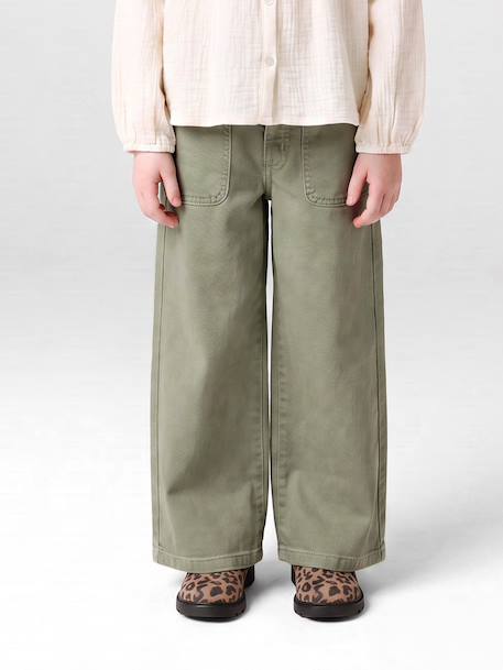 Wide Leg MorphologiK Trousers for Girls coral+grey green+khaki+old rose 