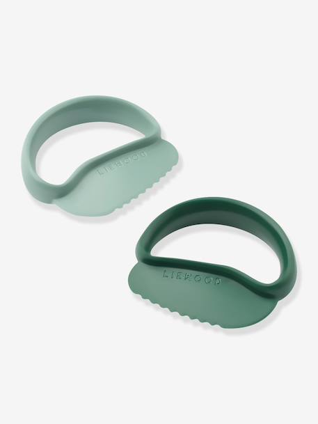 Pack of 2 round-handled knives LIEWOOD fir green+pale pink 