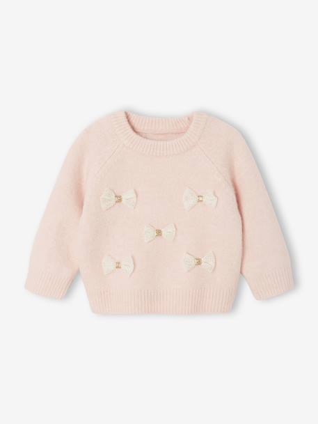 Knit jumper with bows for baby girls rose 