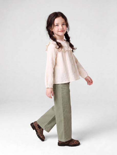Wide Leg MorphologiK Trousers for Girls coral+grey green+khaki+old rose 