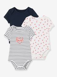 Baby-Bodysuits & Sleepsuits-Pack of 3 Short-Sleeved "Cherry" Bodysuits for Newborn Babies