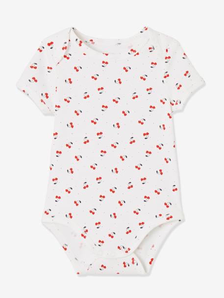 Pack of 3 Short-Sleeved 'Cherry' Bodysuits for Newborn Babies Dark Blue 