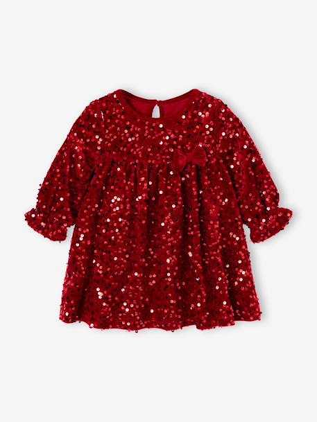 Long-sleeved dress for baby girls red 
