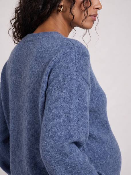 Maternity pointelle knit jumper blue 