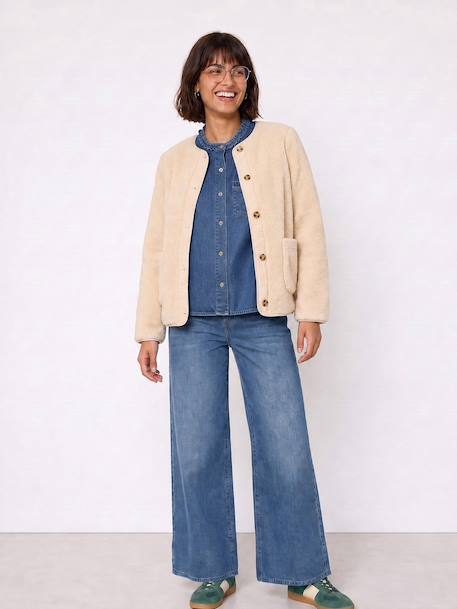 Maternity jacket with an adaptable fit ecru 