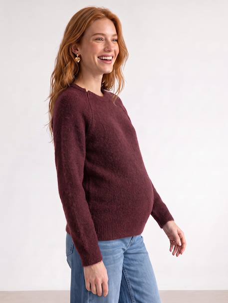 Maternity and nursing jumper bordeaux red+khaki 