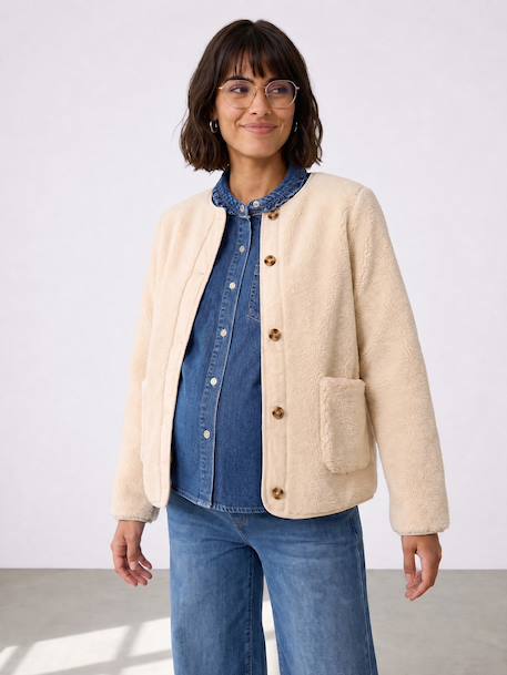 Maternity jacket with an adaptable fit ecru 