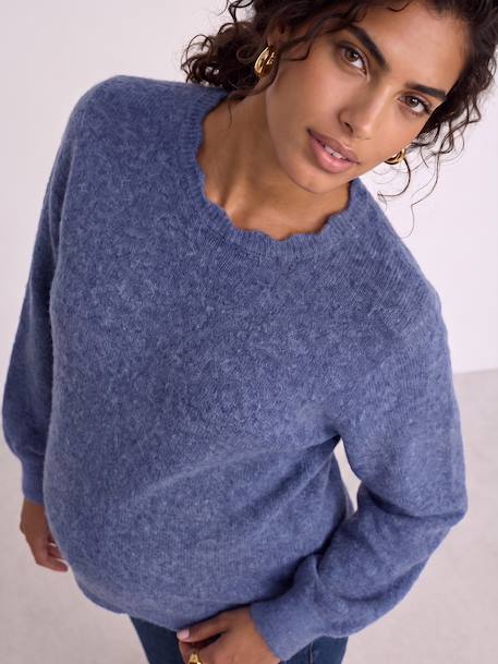 Maternity pointelle knit jumper blue 
