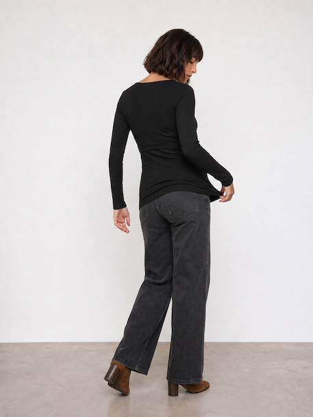 Long-sleeved maternity and nursing T-shirt black 