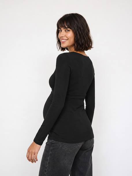Long-sleeved maternity and nursing T-shirt black 