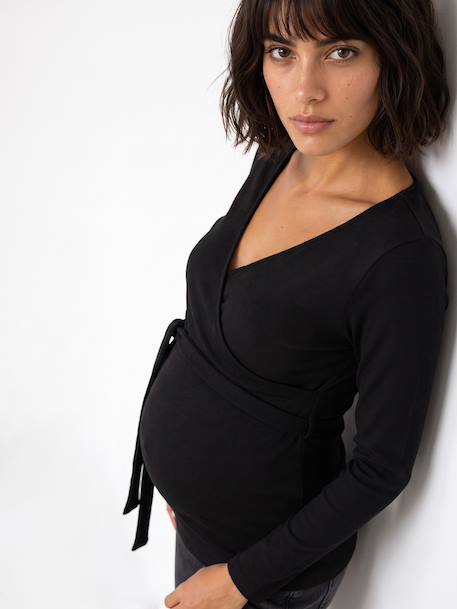Long-sleeved maternity and nursing T-shirt black 