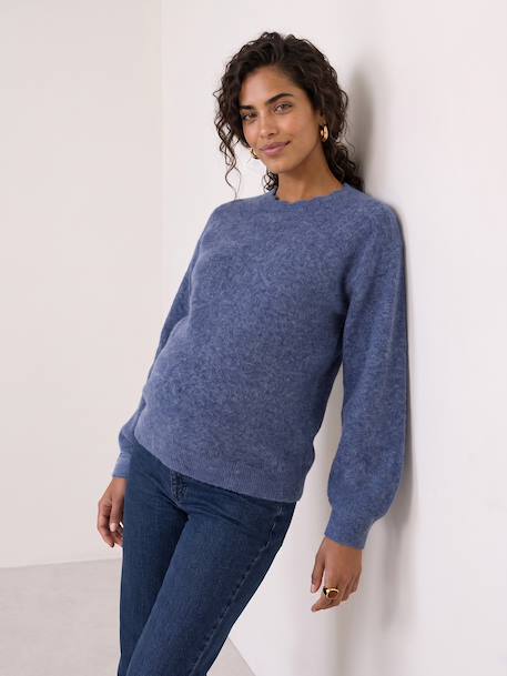 Maternity pointelle knit jumper blue 