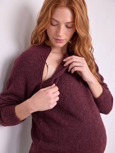 Maternity and nursing jumper bordeaux red+khaki 