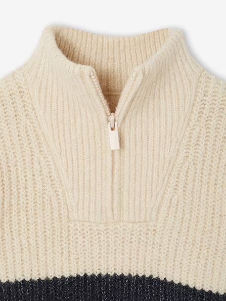 Zip-neck jumper for boys marl white 