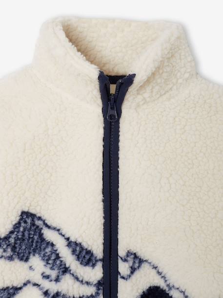 Sherpa jacket with long sleeves and zip fastening for boys ecru 