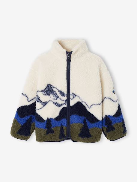 Sherpa jacket with long sleeves and zip fastening for boys ecru 