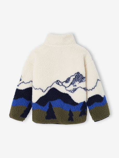 Sherpa jacket with long sleeves and zip fastening for boys ecru 
