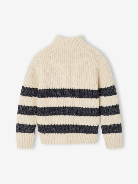 Zip-neck jumper for boys marl white 