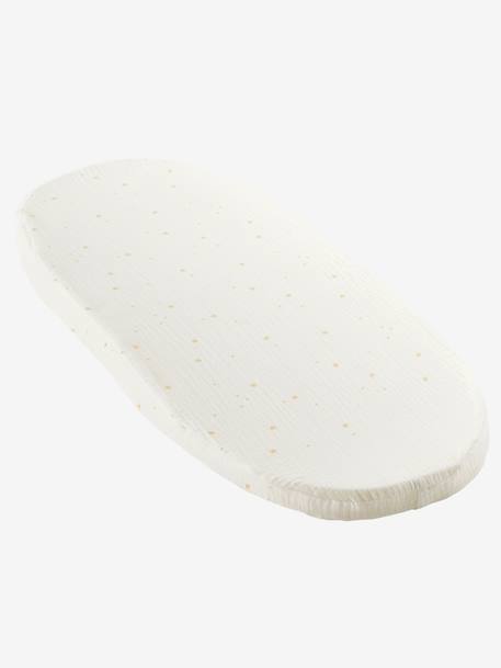 Carrycot Liner in Cotton Gauze White/Print 
