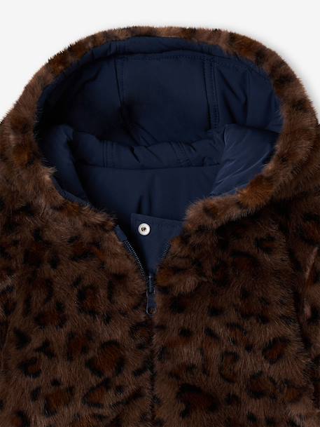 Reversible parka for girls khaki+navy blue 
