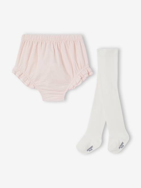 Bloomer and tights set for newborns pale pink 
