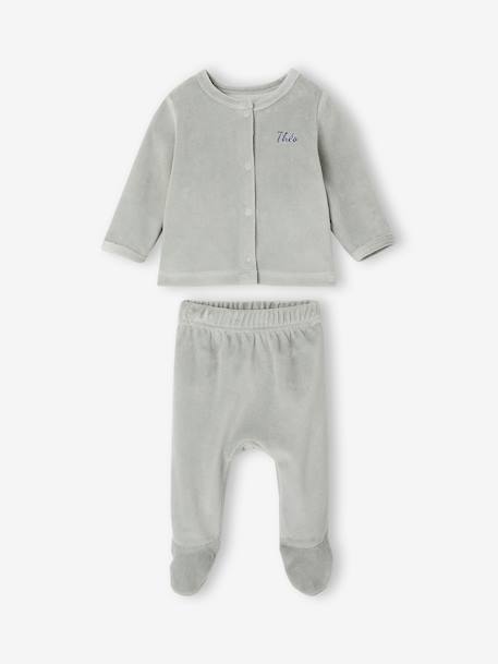 Pack of 2 newborn long-sleeved pyjamas sage green 