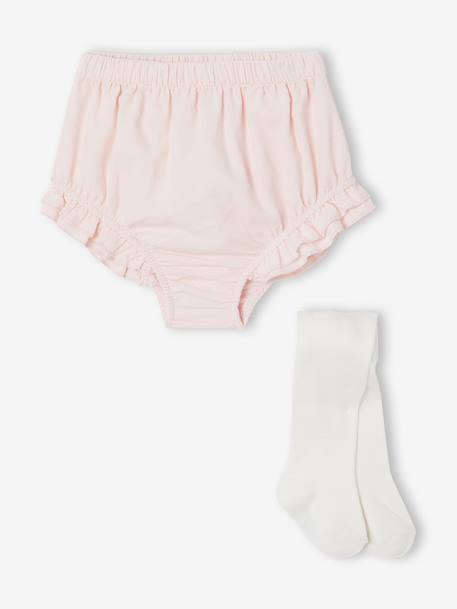 Bloomer and tights set for newborns pale pink 