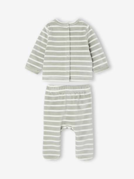 Pack of 2 newborn long-sleeved pyjamas sage green 
