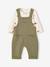 Dungaree set and bodysuit for newborn khaki 