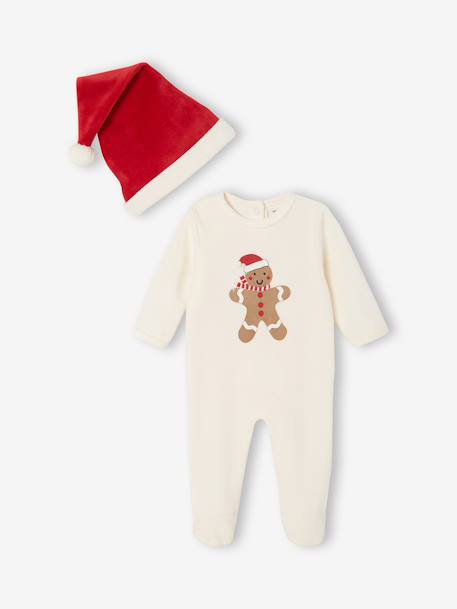 Newborn sleepsuit with hat ecru 