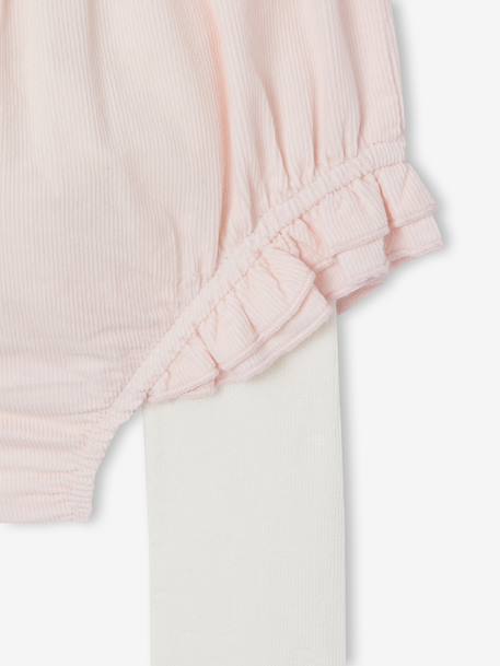 Bloomer and tights set for newborns pale pink 