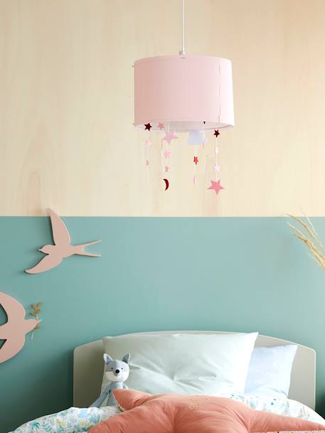 Stars & Clouds Hanging Lampshade Pink 