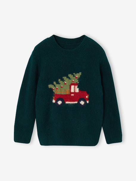 Jacquard jumper with long sleeves for boys dark green 