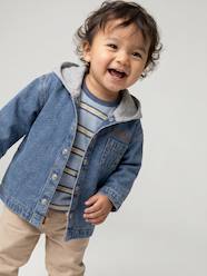 -Hooded Denim Shirt for Babies