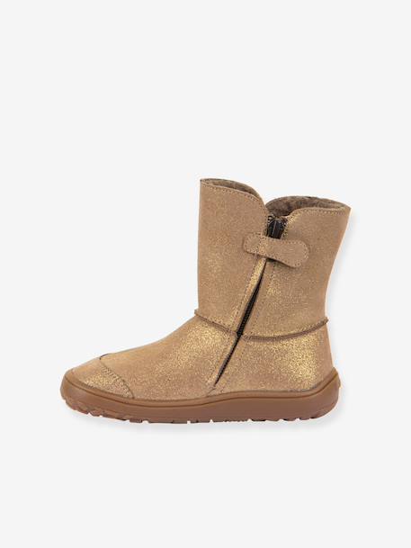 Barefoot TEX SUEDE FRODDO children's boots black+bordeaux red+gold+grey 