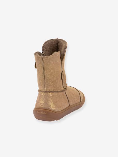Barefoot TEX SUEDE FRODDO children's boots black+bordeaux red+gold+grey 
