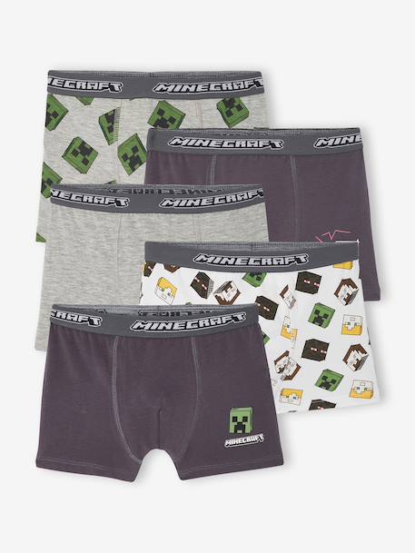 Pack of 5 Minecraft boxer shorts for boys anthracite 