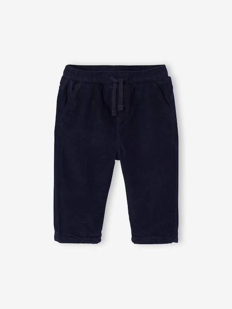 Corduroy trousers for baby boys khaki+navy blue 
