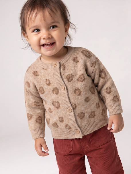 Buttoned cardigan for baby girls marl beige 