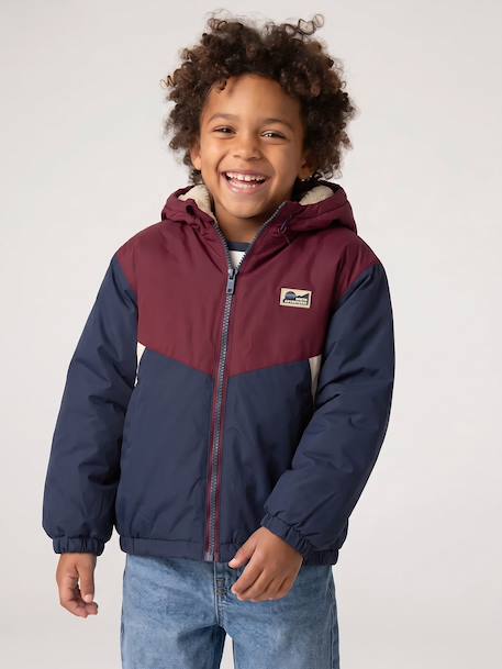 Hooded jacket for boys bordeaux red 