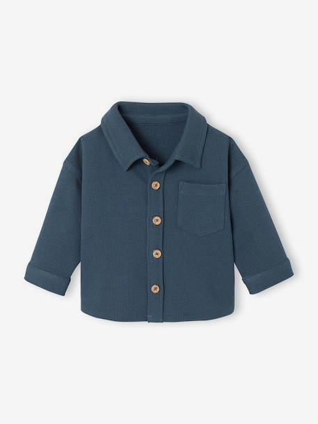 Long-sleeved overshirt for baby boys peacock blue 