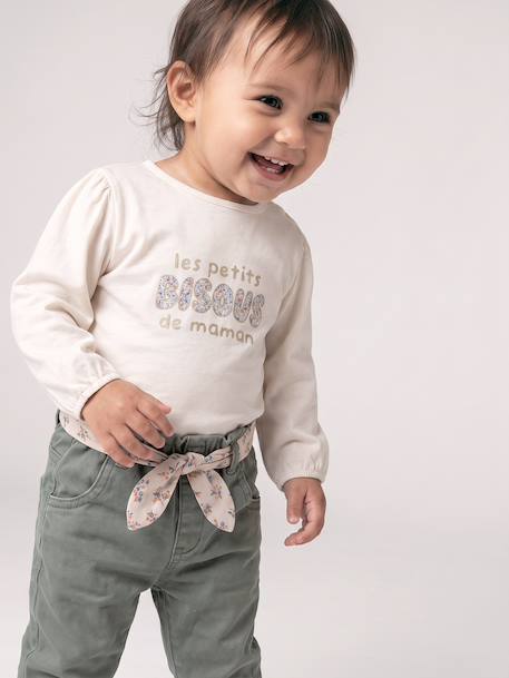 Long-sleeved T-shirt for baby girls ecru 